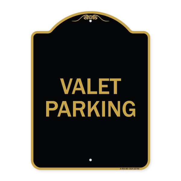 Signmission Designer Series Sign-Valet Parking, Black & Gold Aluminum Sign, 18" x 24", BG-1824-22748 A-DES-BG-1824-22748 - main